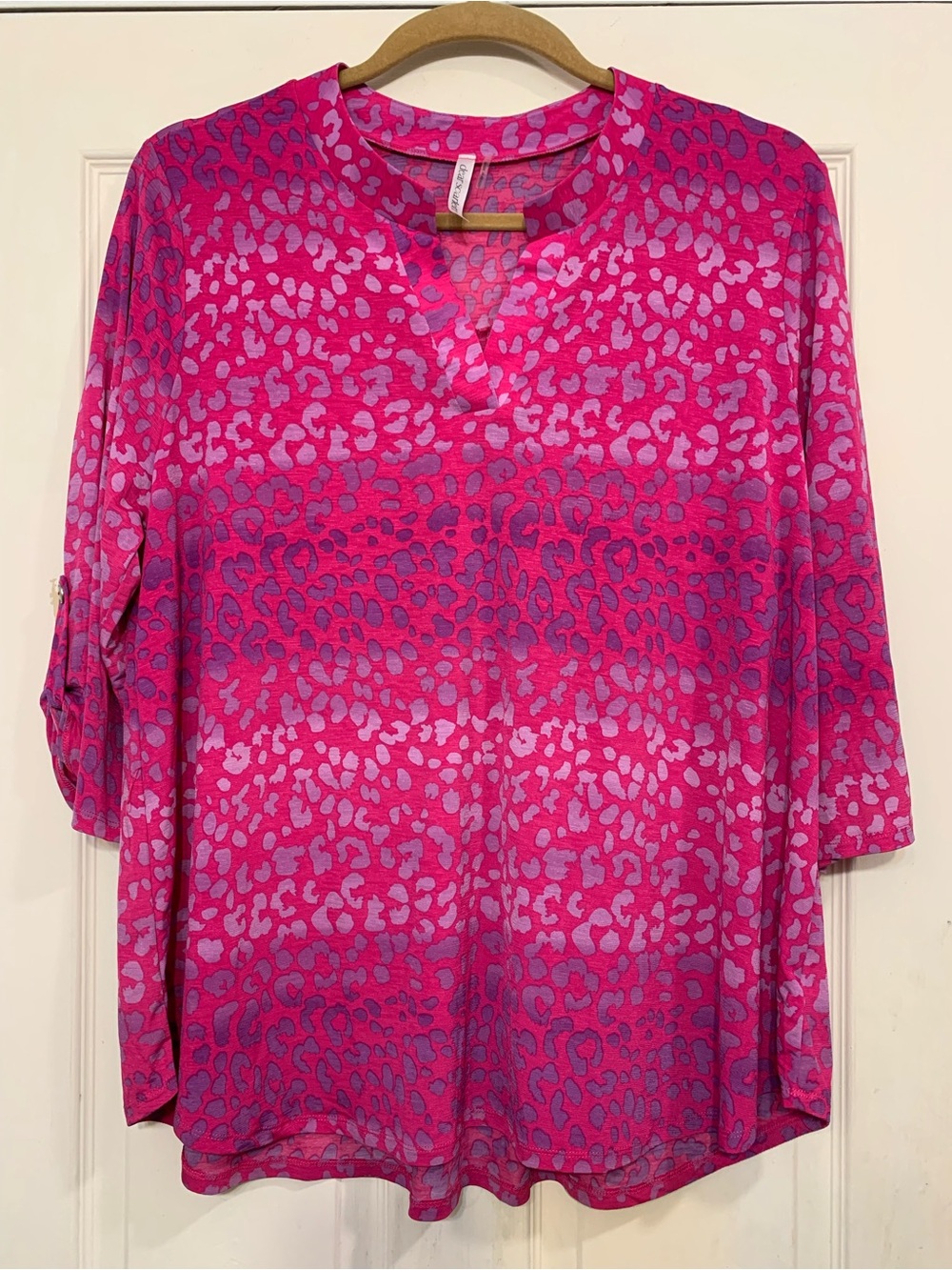 Dear Scarlett Fuchsia Pink Purple Anim Leopard Print 3x Tunic              4030B